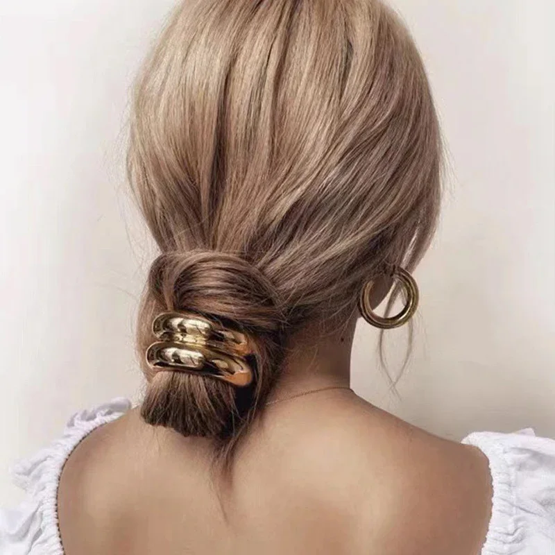 Vintage Metal Hair Accessories Fashion Punk Metal Irregular Headband Hammer Arch Ponytail Headband Hair Rope