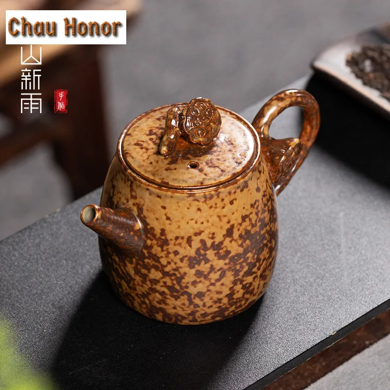 Longquan Celadon Gray Glaze Lotus Pod Tea Set Complete Set Handmade Tea Ceremony Set Teapot and Tea Cup Set Chinese Tea Set Gift