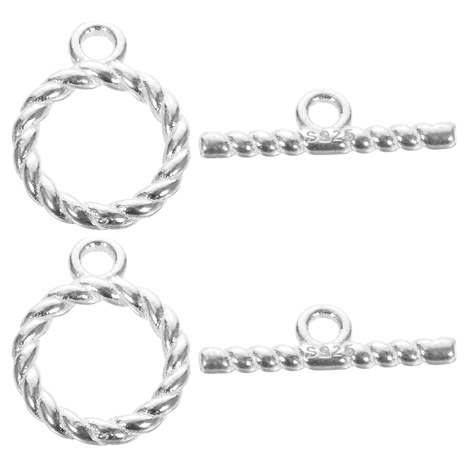

2 Sets S925 Plain Silver Bracelet Necklace Connecting Buckle Jewel Clasp Metal Toggle Clasps Making Tool Tibetan