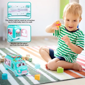 Baby Toy Cartoon Musical Instrument Bus Baby Toys Hand Knock Girl Boy Piano Education For 12-18 Months Baby Toy Gift 3