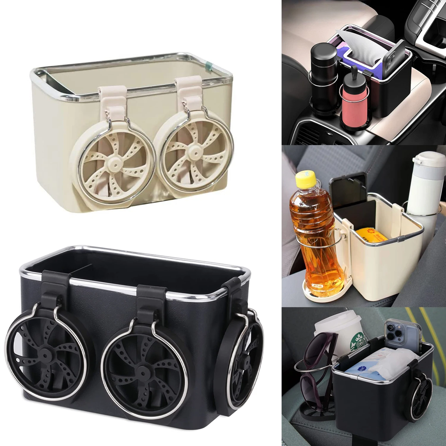 Multifunctional Car Armrest Storage Box Water Cup Holder Car Seat Organizer  Tissue Box Phone Holder Car Center Console Organizer