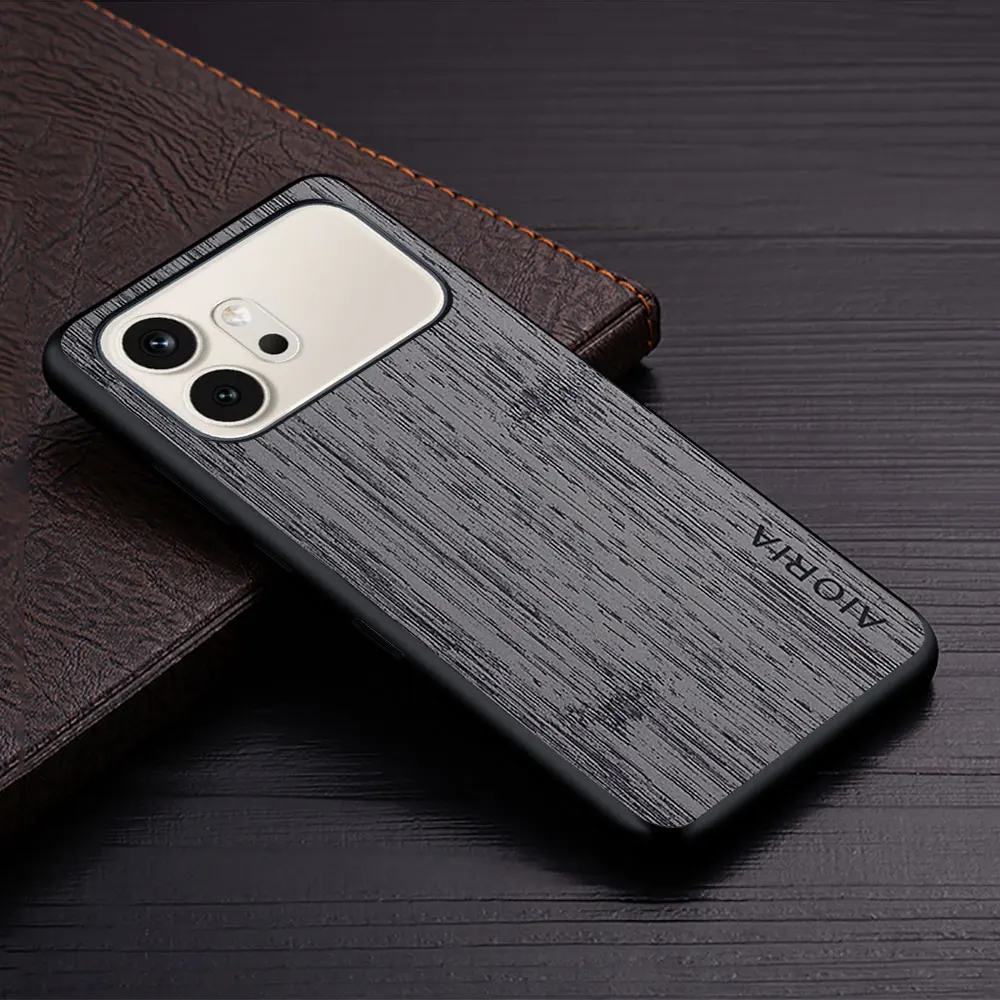 Wood Grain PU Leather Phone Cover, Compatible with Honor Pro Series
