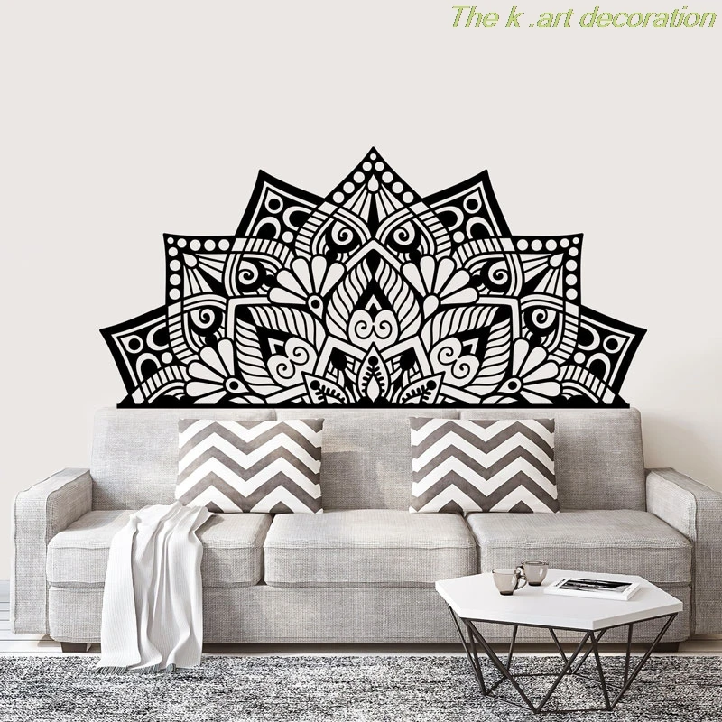 

Vinyl semi-mandala wall applique, headboard sticker, yoga decoration, bohemian bedroom decoration Mandala sticker MTL03