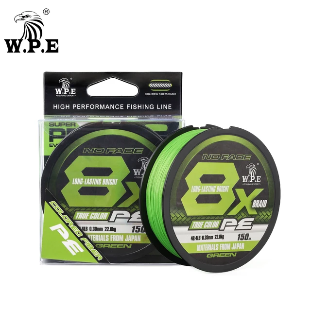 W.P.E 8X 150m PE Fishing Line 0.16-0.40mm 11-26.5kg 24.2-58.3lb