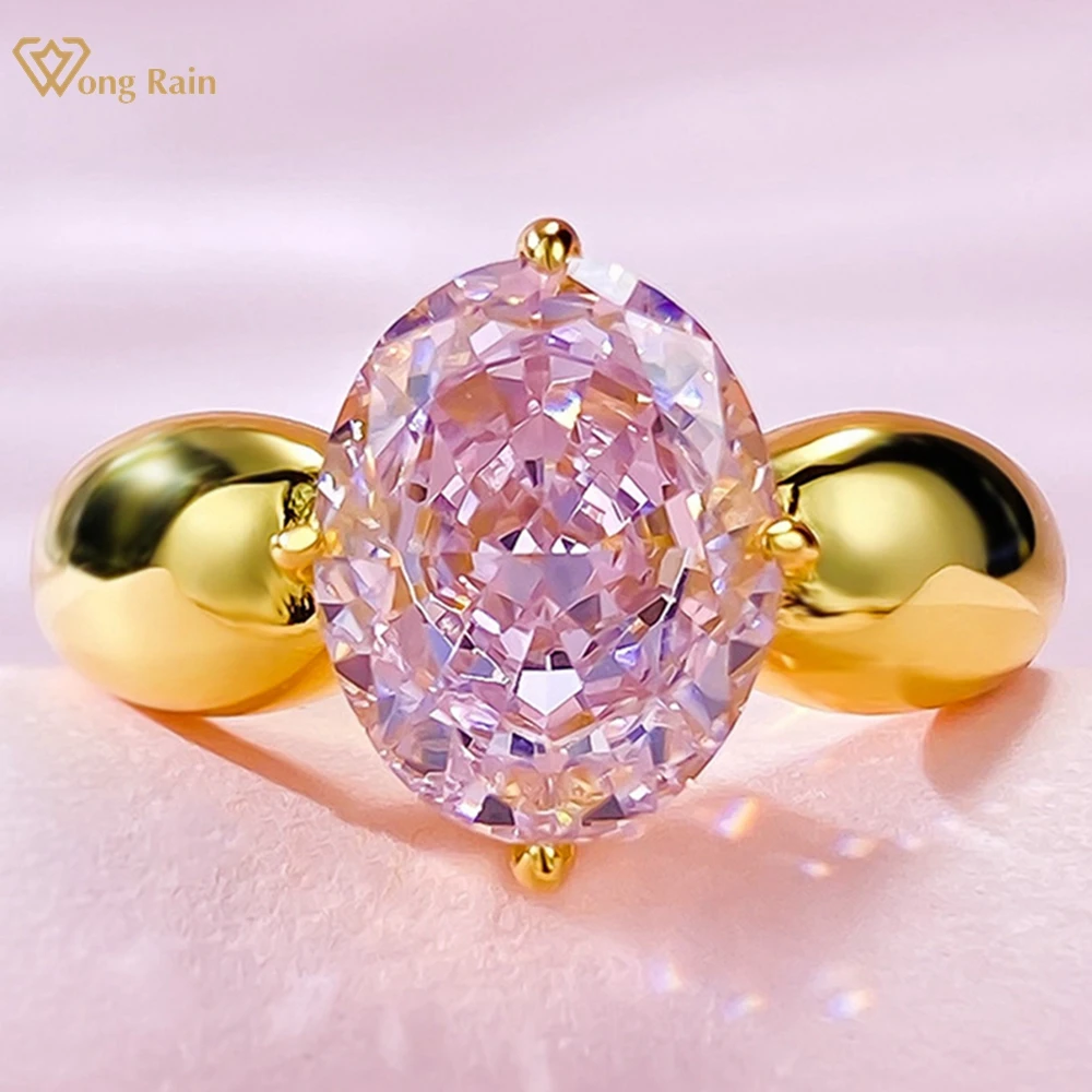 

Wong Rain 18K позолоченное кольцо из стерлингового серебра 925 пробы с овальным покрытием 8*10 мм лабораторный сапфир драгоценный камень коктейльное вечерние для женщин ювелирные изделия подарок для девочек