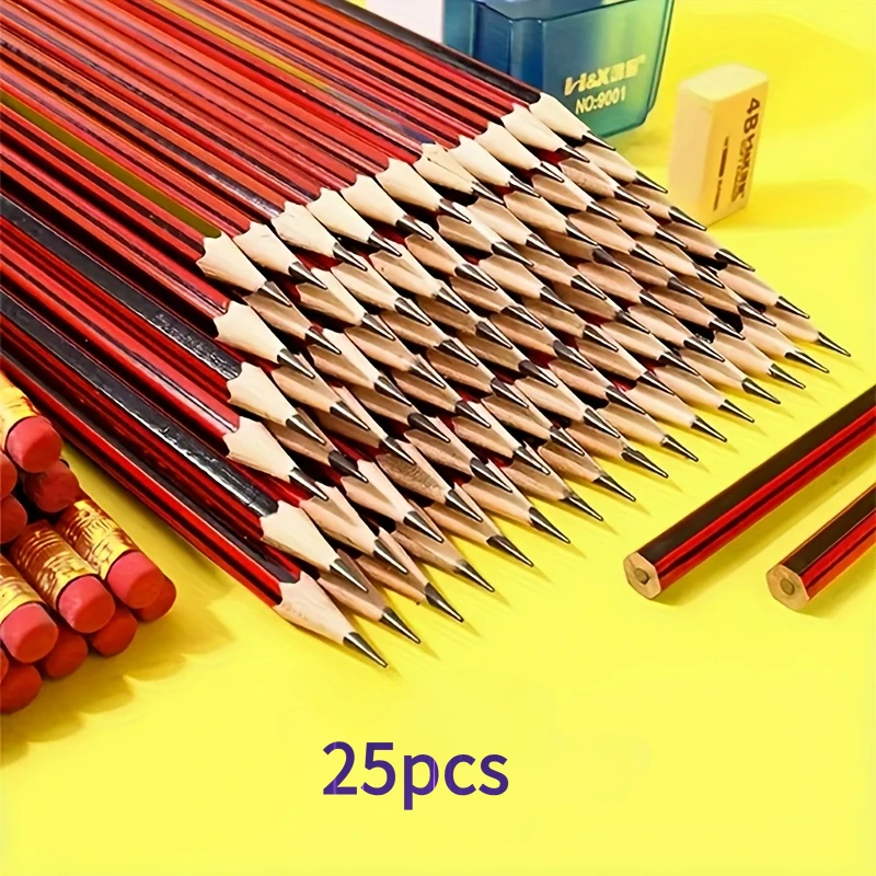High-Quality Poplar Wood HB Pencils with Erasers - Ideal for Writing, Drawing, and Sketching