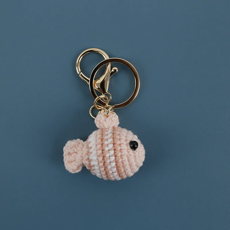 Kawaii gehäkelter Clownfisch-Anhänger, niedlicher handgewebter Fisch-Schlüsselanhänger, gestrickter Fisch-Schlüsselanhänger, Taschendekoration – Detail 6