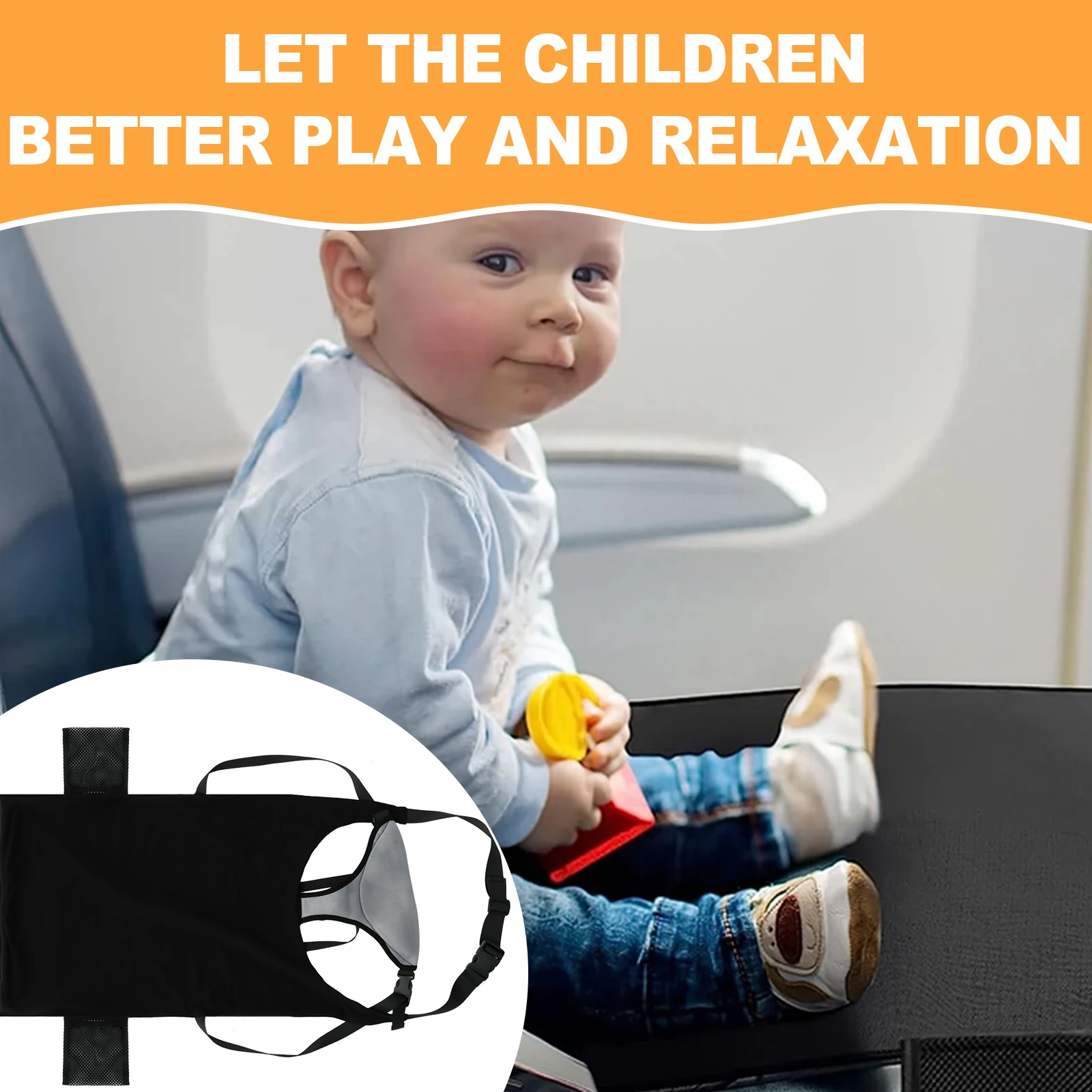 1/2Pcs Kids Airplane Seat Extender Polyester Toddler Airplane Bed with Side Pocket Comfort Breathable Travel Foot Rest Hammock