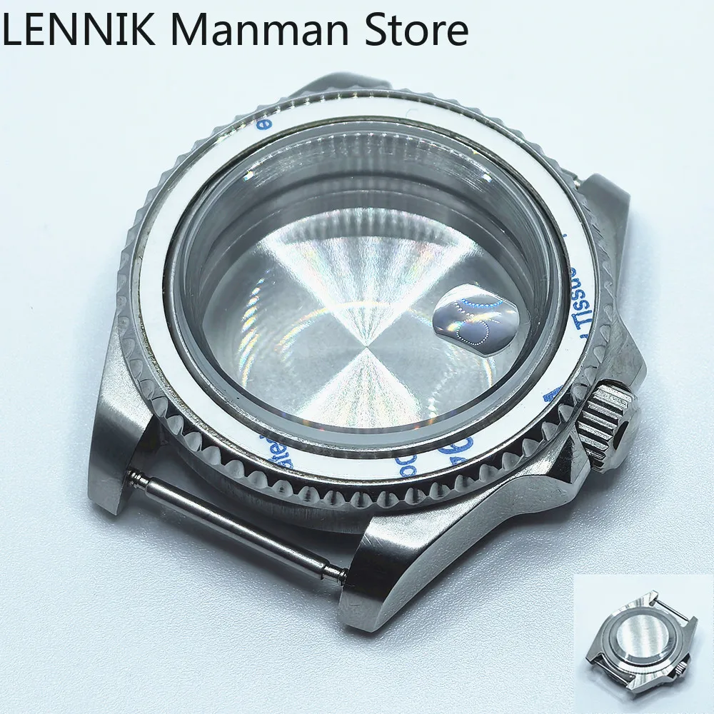 40mm Black PVD Watch Case with Transparent Back Glass