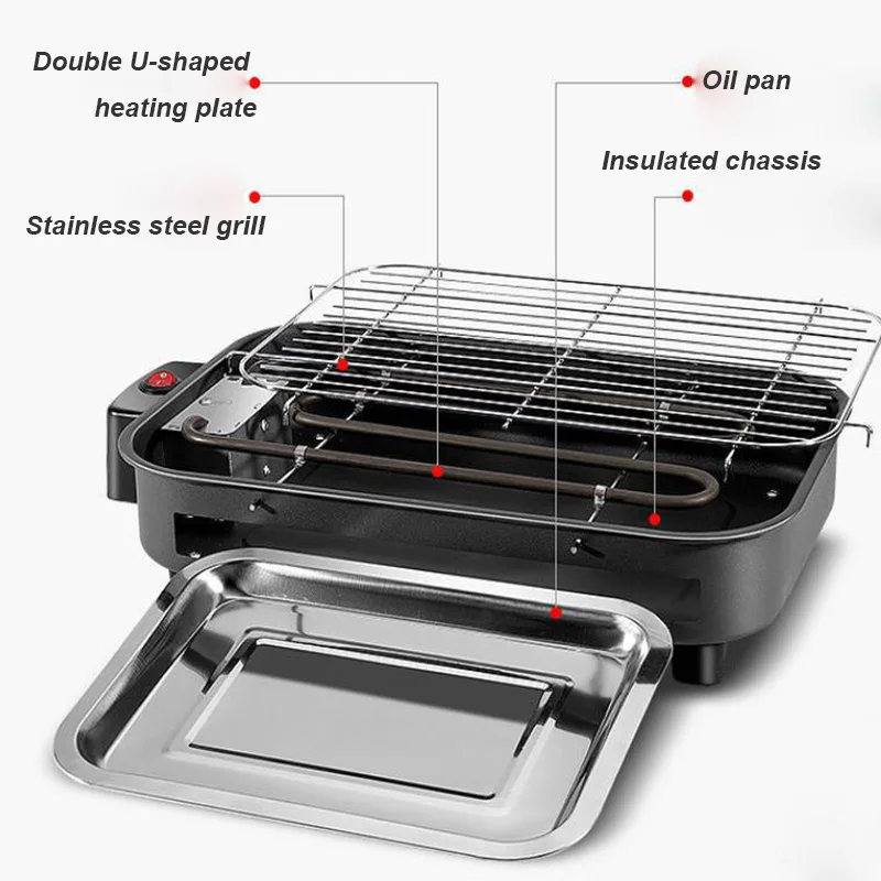 Electric Table Top Grill BBQ Barbecue Garden Camping Cooking Indoor 1300W -  AliExpress