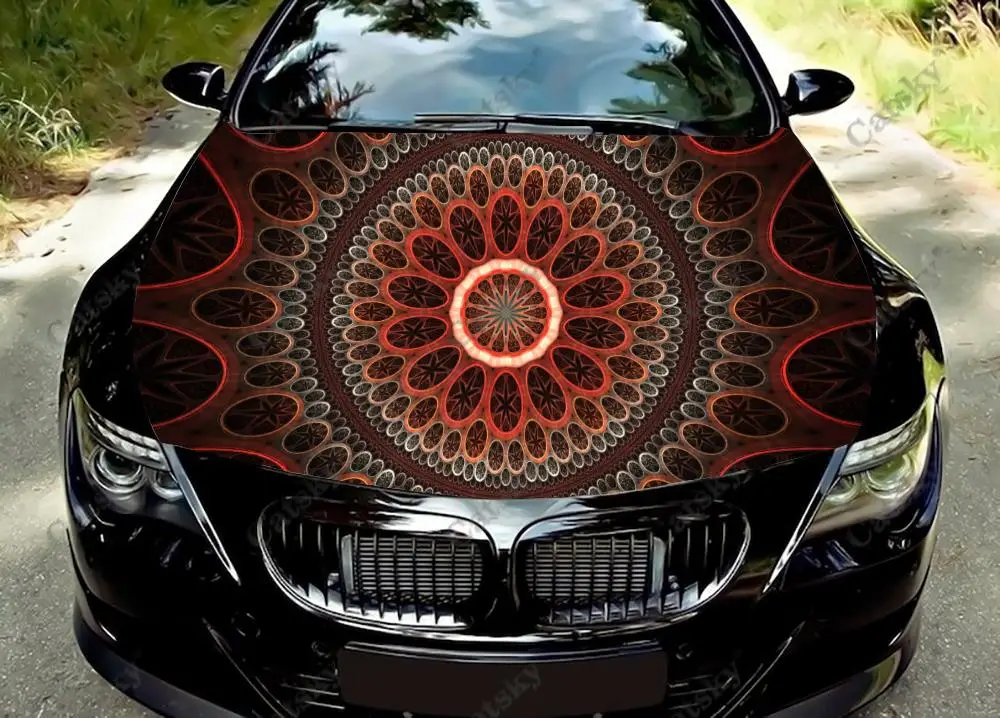 

Виниловые стикеры mandala для автомобильной капота, виниловая пленка, наклейки для крышки двигателя, автомобильные аксессуары