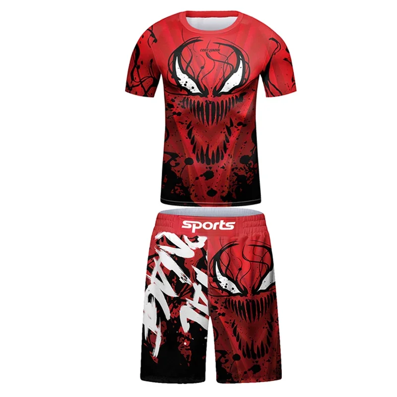 New Jiu Jitsu T-shirt For Kid MMA Shorts Bjj Rashguard Kids 4pcs/set Boy Boxe kickboxing Mma Compression Clothing Children Suit 5