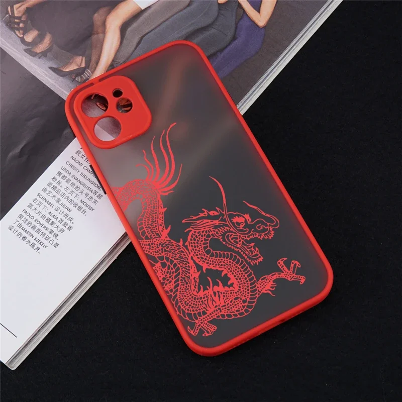 Unique Aesthetic Red Dragon Phone Case with Soft Bumper Back Cover