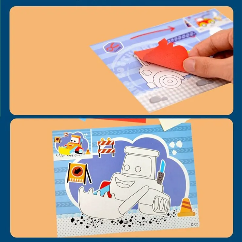 10 Pcs 3D EVA Foam Sticker Creative Art Craft Kit for Kids Boys Girls DIY Cartoon Animal Transportation Painting for Education