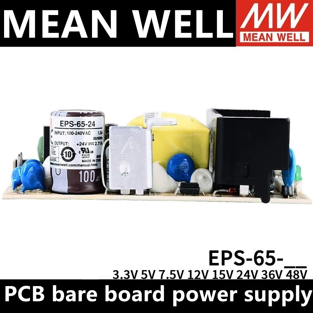 Mean Well Eps-65-5 Eps-65-3.3 Eps-65-7.5 Eps-65-12 Eps-65-15 Eps-65-24 Eps-65-36 Alimentatore Switching Pcb Open Frame