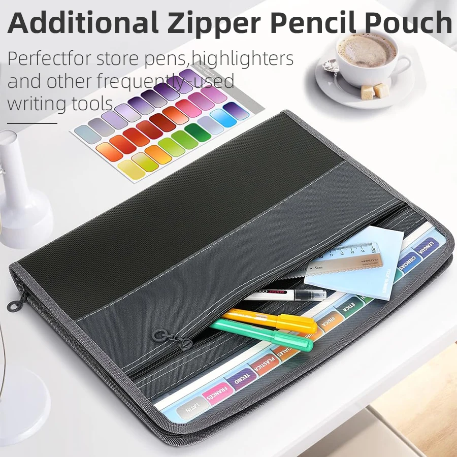 Kobest Expanding File Organizer 13 Pocket Accordion A4 Document Ziper Folder Bag Hot Style file folder,file bag,stationary organizer pouch