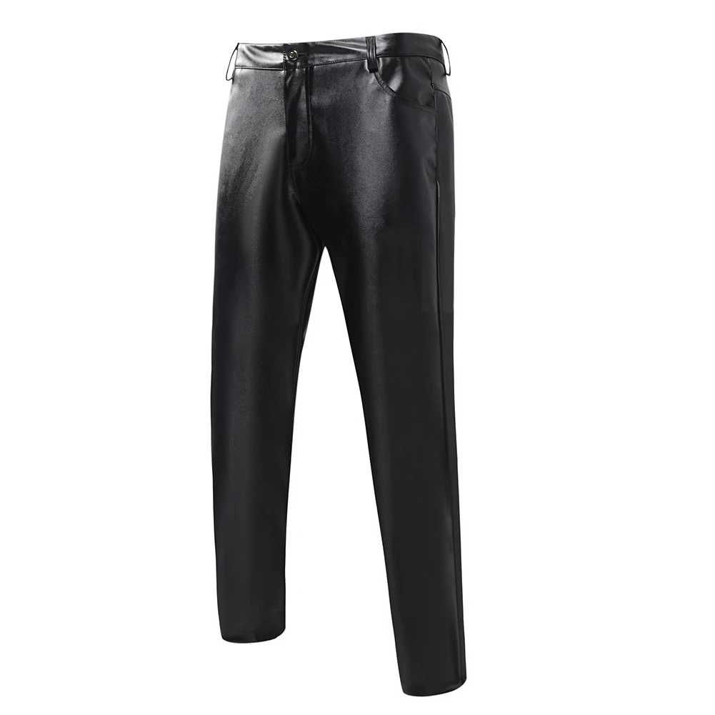 

Stand Out from the Crowd with Men's Faux Leather Pencil Pants Slim Fit Long Trousers Black Khaki Grey Blue or Red