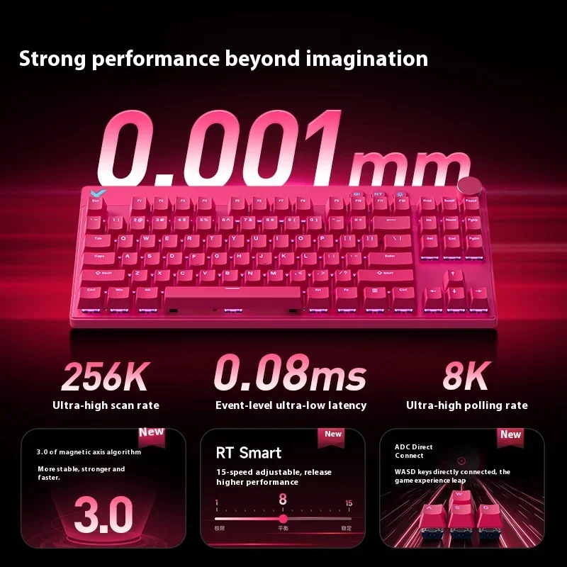 キーボード Mchose Mix87(Super Competitive)Black MCHOSE MIX87 Magnetic RGB Keyboards 8000Hz 0.001mmRT Gaming