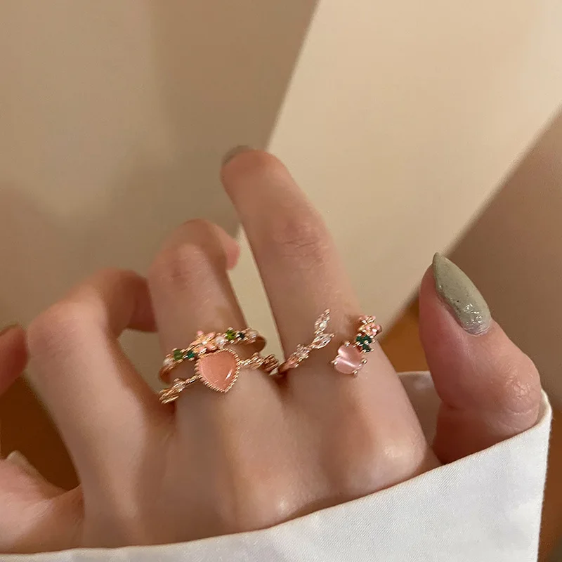 New Y2K Purple Crystal Irregular Heart Rings for Women Kpop Creative Heart Geometric Open Ring Punk Vintage Fashion Jewely Gifts