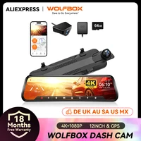 WOLFBOX G930-Caméra de Tableau de Bord, 10 Pouces, Wifi, 4K, DVR FOV 140, Miroir, 24H, Vue de Stationnement, Écran Tactile, Enregistreur Vidéo 1