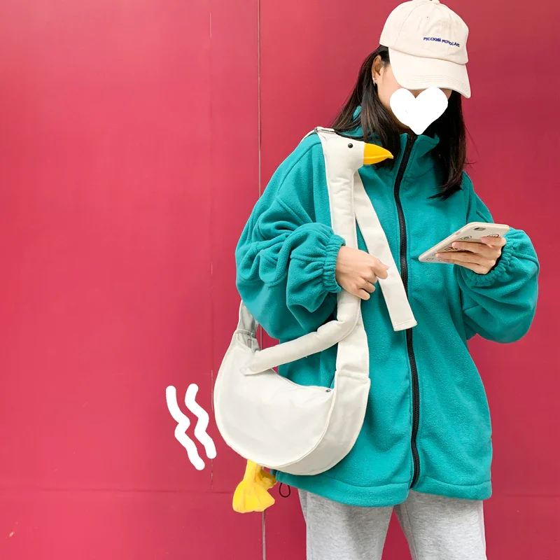 Silly Goose Bag Girls Canvas Diagonal Cross Bag Cute Duck Tote Youth Fashion Casual Version Shoulder Bags Women Messenger Packs