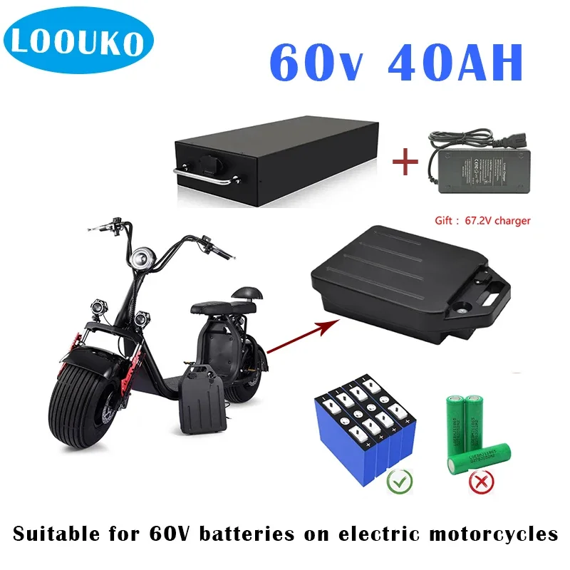 

Original 60V 20ah 30ah 40ah Electric Motorcycle Waterproof Lithium Battery CELL 300-1800W Use for Citycoco Scooter Bicycle
