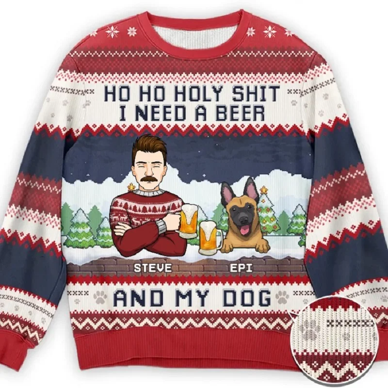 Men Women Ugly Christmas Sweater Funny 3D Printing Climax Tacky Christmas Jumpers Tops Couple Holiday Party Xmas Sweatshirt