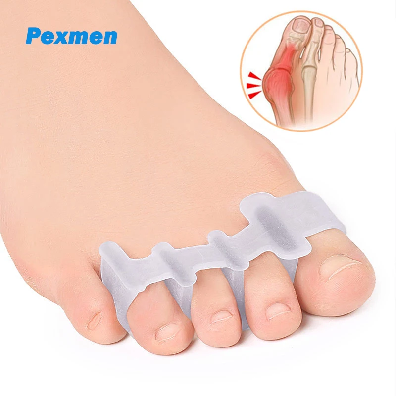 Pexmen 2Pcs/Pair Gel Toe Separator Protector Hammer Toe Straightener Overlapping Toe Corrector Alignment Relieve Bunion Pain