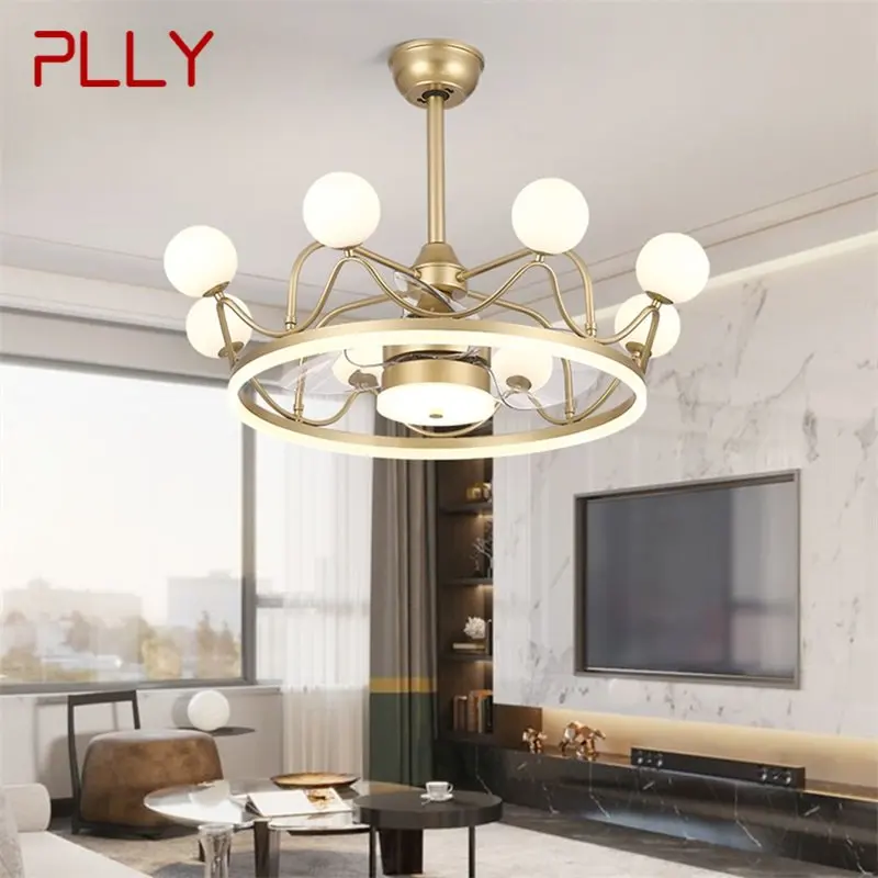 

PLLY Ceiling Lamps With Fan Gold With Remote Control 220V 110V LED Fixtures For Rooms Living Room Bedroom Restaurant