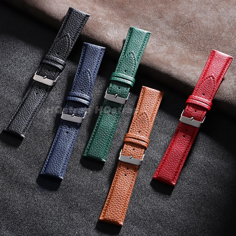 Lychee Grain Leather Quick Release Durable Calfskin Watch Band