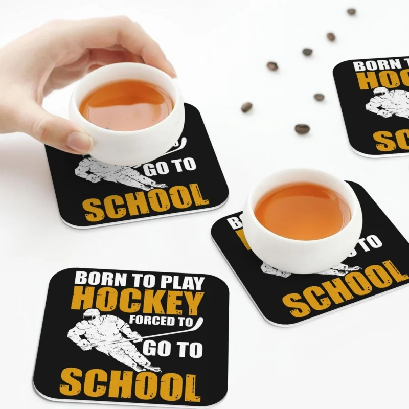 

Hockey Lovers Coasters PVC Leather Placemats Waterproof Insulation Coffee Mats for Decor Home Kitchen Dining Pads Set of 4