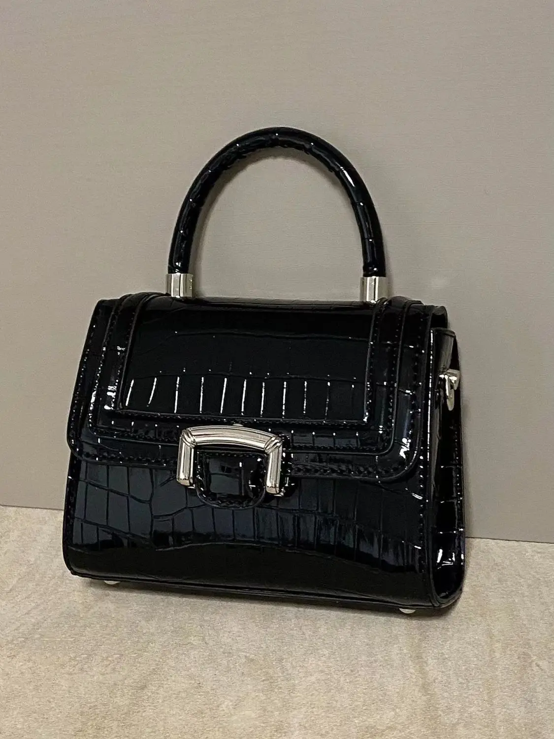 JIAERDI Retro Black Messenger Bag Women High Street Crocodile Handle Chic Leather Y2k Bag Female Vintage Square Crossbody Bags