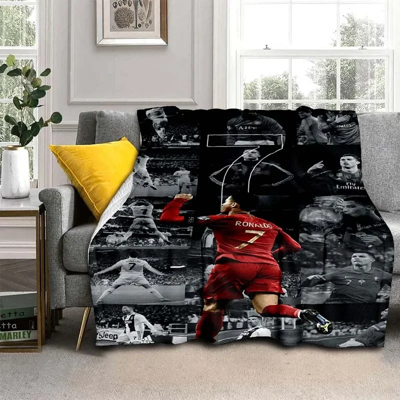 Cristiano R-Ronaldo CR7 Pattern Flannel Throw Blanket,Multi-purpose Holiday Gift Blanket Warm And Soft Blankets All Seasons 5