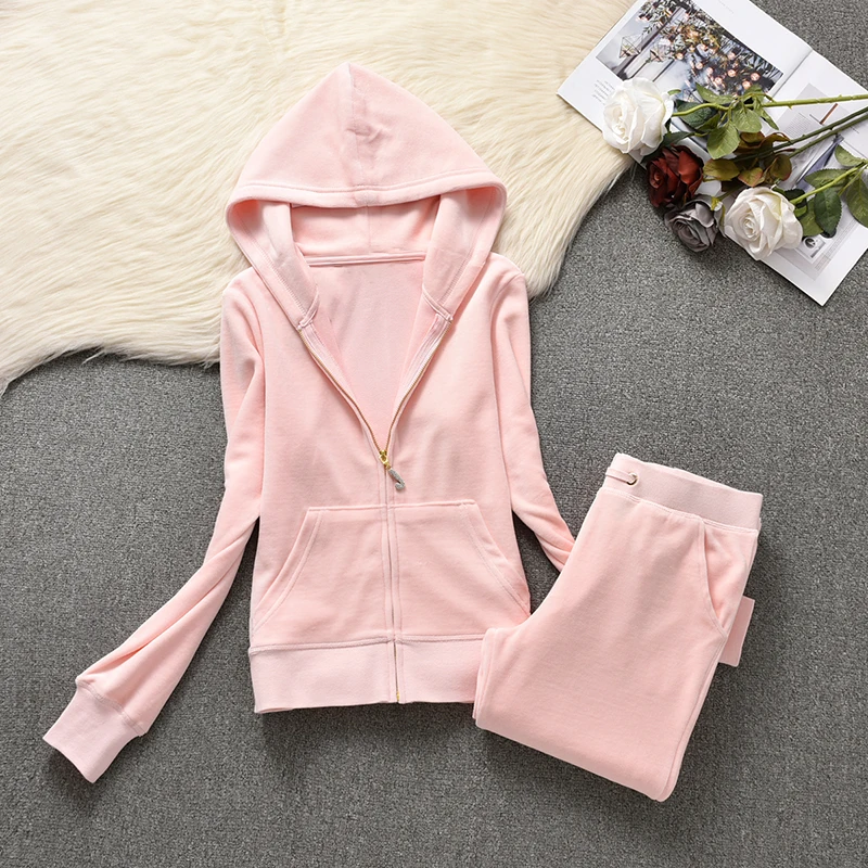 Women's Velvet Tracksuit Two Piece Set 2025 Spring Autumn Women's Zipper Jacket and Slant Pockets Pants Casual Outfit 6