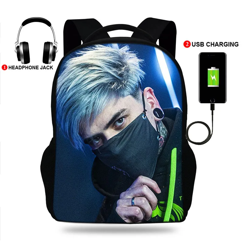 

17inch Lit Killah Print Mens Backpack for Teenager School Bags Boys Girls School Backpacks USB Charge Student Bookbag