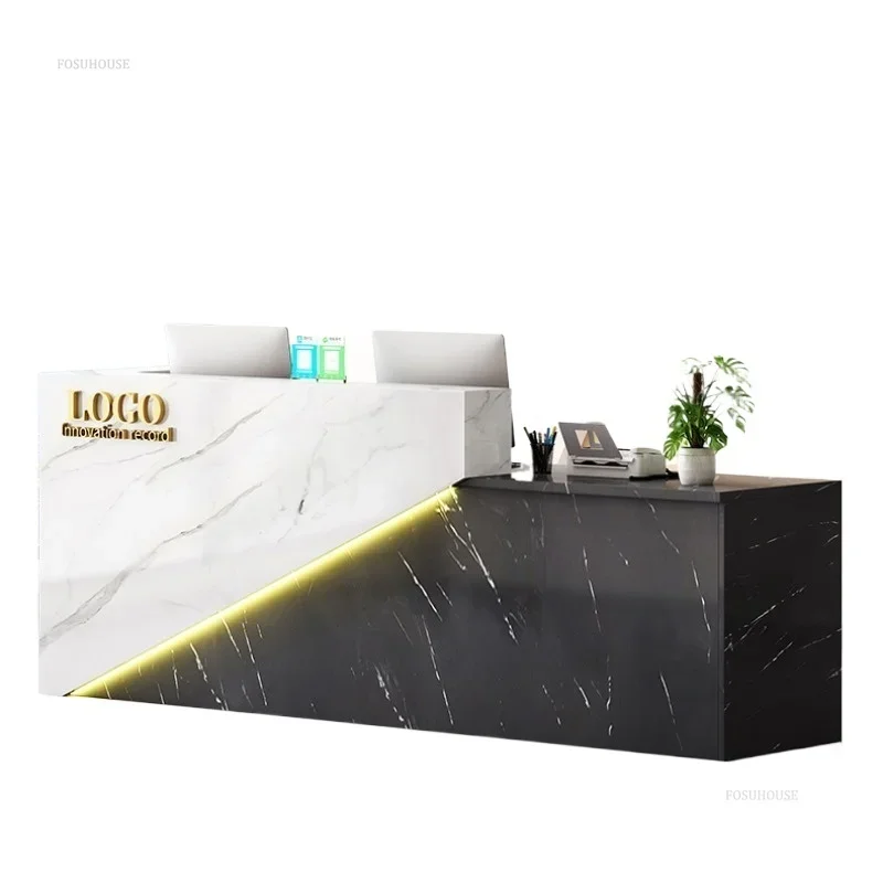 Modern Commercial Reception Desk Office Furniture Front Desks Small Shop Beauty Salon Counter Simple Bar Table Cashier u