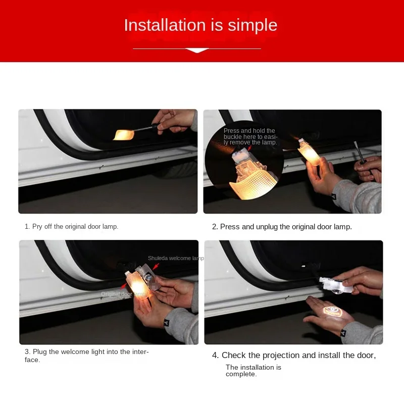 Car door LED high-definition projection light sign light For Toyota C-hr Prado Rav4 Yaris Hilux Prius Avensis Corolla Camry 4