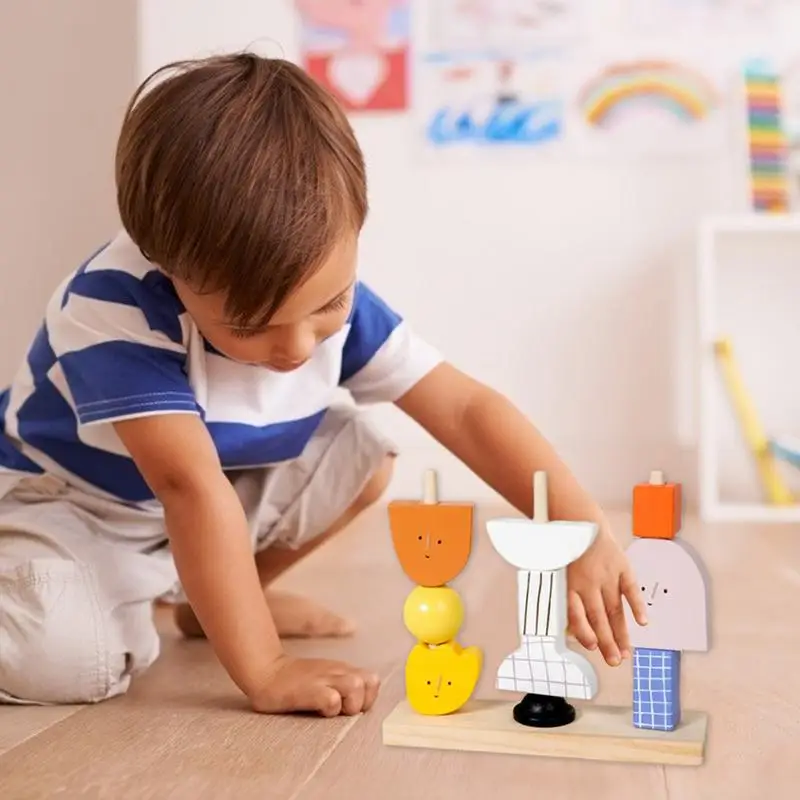 Stacking Toys For Toddler 1-3 Character Shaped Toddler Building Toys Color Sorting Sensory Novel Building Blocks Game