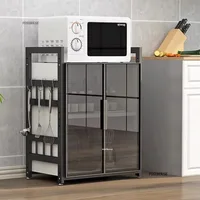 Kitchen Cabinets Small Apartment Kitchen Cabinet Modern Multi-funtional Microwave Oven Kitchenware Storage Cabinet N 2