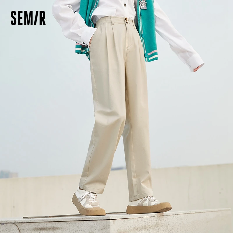 Semir Casual Pants Women Slim Trousers 2022 Spring New All-Match Basic Tapered Pants White Straight Pants semir men jeans spring autumn fashion retro college style simple pants commuting fit small straight men trousers for men