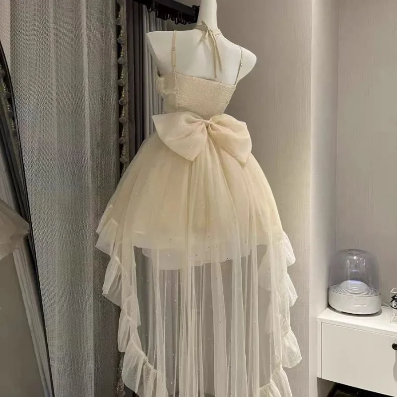 Women Kawaii Ruffles Bow Suspender Princess Dresses Victorian Gothic Lolita Jsk Mini Dress Lolita Dress