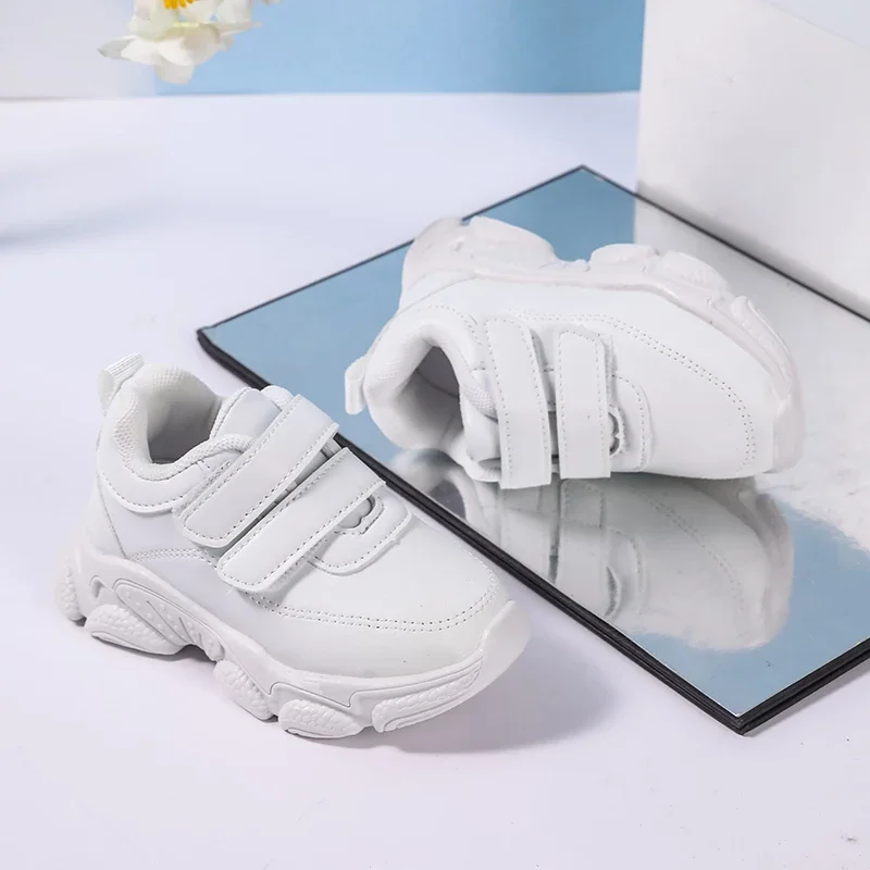 White Non Slip Kids School Sneakers Breathable Tennis Shoes