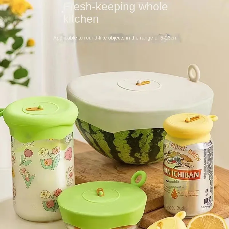 2Pcs Silicone Food Cover Set Silicone Cling Lid High-Temperature Resistant Food Grade with Hanging Hole Kitchen Organization food cover kitchen utensils kitchen supplies fresh keeping cover preservation cover