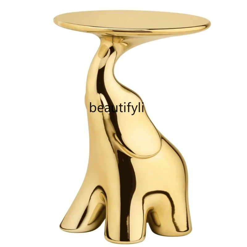 

Custom Italian Modern Creative Art Animal Modeling Glass Steel Tea Table Living Room Bedroom Showroom Mobile Elephant Side Table