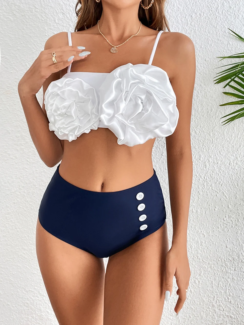 impressão floral push up maiô com tiras