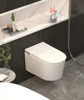 Wall Mounted Smart Toilet Automatic Lid Foot Sensor Flush Water Pressure Boost Hands-Free Intelligent Toilet 220V 2