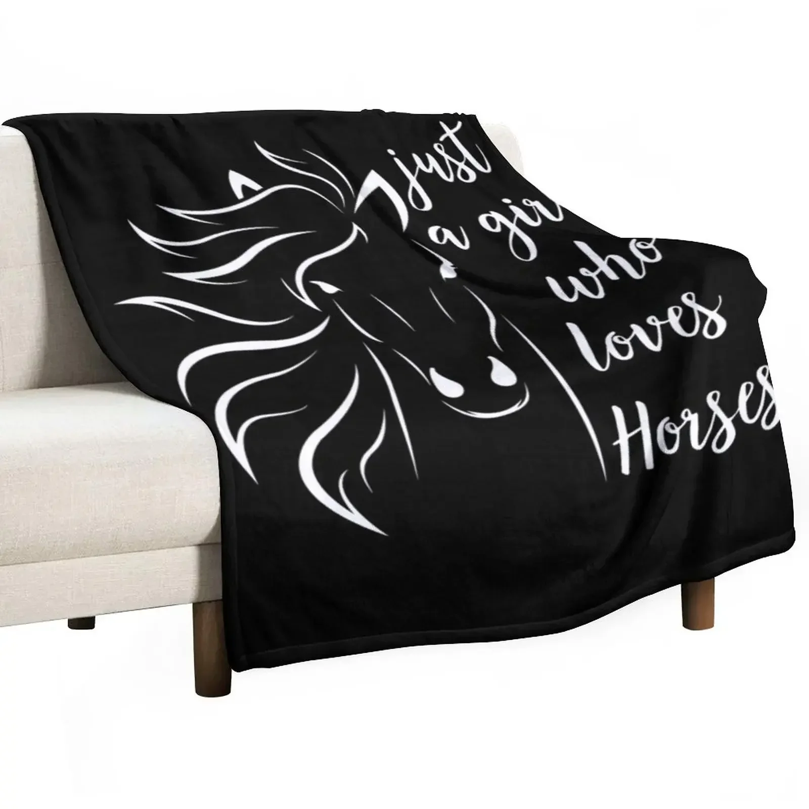 

Just A Girl Who Loves Horses Throw Blanket funny gift Luxury Designer Blankets