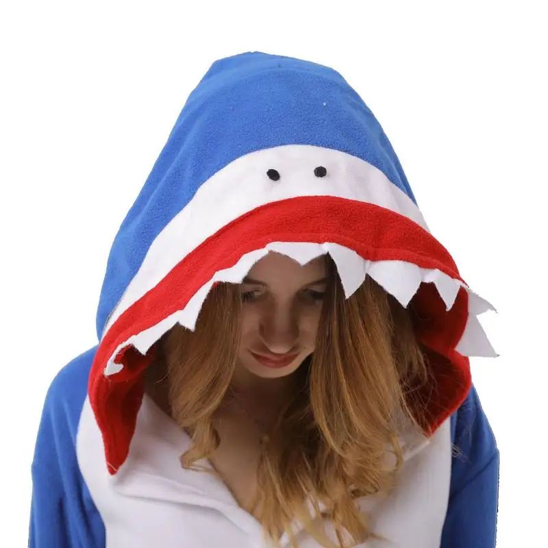 Cozy Shark Blanket Hoodie Adult Pajamas Jumpsuit