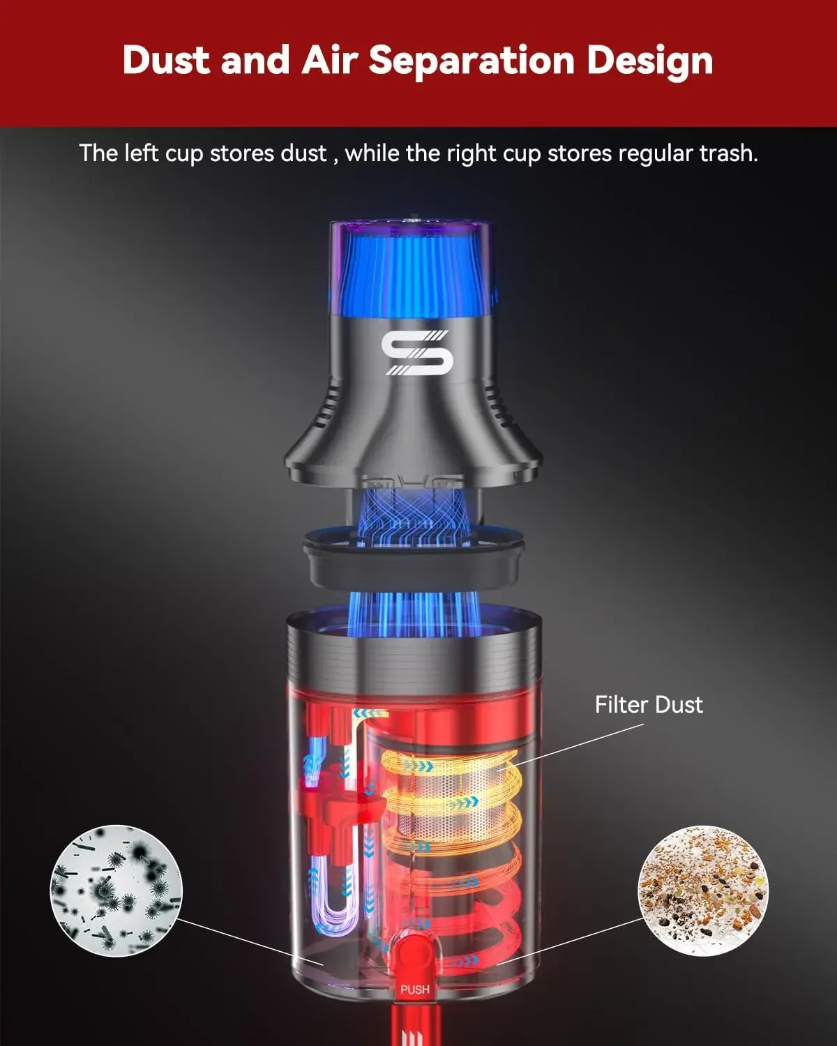 Cordless Vacuum Cleaner V15 Pro Max, 600W 45Kpa 70 Mins Self-Standing Stick Vacuum with Touch Screen, Double Dust Cup, 3