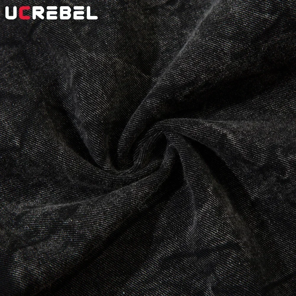 Lightning  Embroidery Jeans Mens High Street Washed Distressed Loose Wide leg Denim Pants Men Trousers 6